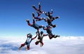 Skydive team work 8 way Royalty Free Stock Photo