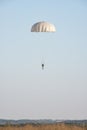 Skydiver activity sport jump on the blue sky background