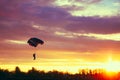 Skydiver On Colorful Parachute In Sunny Sky Royalty Free Stock Photo