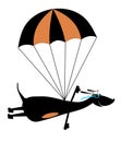 Cartoon skydiver dog