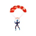 Skydiver engaged in a dangerous sport making jumps in the sky with a parachute. Extreme sport