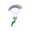 Skydiver engaged in a dangerous sport making jumps in the sky with a parachute. Extreme sport