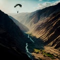 skydiver flies in the sky with a parachute Royalty Free Stock Photo