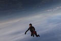 Freefly skydiving. Amazing sky. Solo skydiver is in the sky. Royalty Free Stock Photo