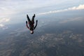 Freefly skydiving. Amazing sky. Solo skydiver is in the sky. Royalty Free Stock Photo