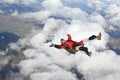 Skydiver flying on his back