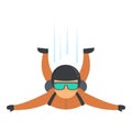 Skydiver flying icon, flat style