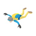 Skydiver in freefall icon, cartoon style Royalty Free Stock Photo