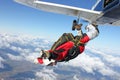 Skydiver jumps from an airplane