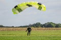 A skydiver landing after performing skydiving with parachute