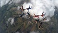 Skydivers making two circles Royalty Free Stock Photo