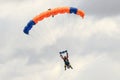 A skydiver performing skydiving with parachute Royalty Free Stock Photo