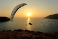 Skydiver silhouette under parachute Royalty Free Stock Photo