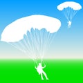 Skydiver, silhouettes parachuting vector