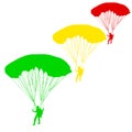 Skydiver, silhouettes parachuting vector
