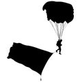 Skydiver, silhouettes parachuting vector illustration.