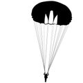 Skydiver, silhouettes parachuting on a white background
