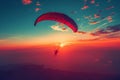 Skydivers Embarking on an Extreme Adventure at sunset. AI Generated