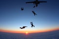 Skydivers are jumping out of a plane. Royalty Free Stock Photo