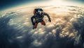 Skydiving athlete soars in , risky freedom generated by AI