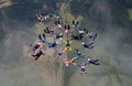 Skydiving big group formation Royalty Free Stock Photo