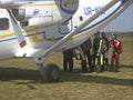 Skydiving. Boarding a group of athletes on a plane