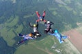 Skydiving. Formation. Relative work. Training. Royalty Free Stock Photo