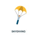 Skydiving icon. Flat sign element from extreme sport collection. Creative Skydiving icon for web design, templates