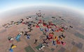 Skydiving large group formation high angle view Royalty Free Stock Photo