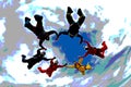 Skydiving team group formation illustration Royalty Free Stock Photo