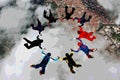 Skydiving team group formation illustration Royalty Free Stock Photo