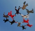 Skydiving team group formation illustration blurred effect Royalty Free Stock Photo