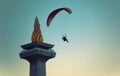 skydiving at Monas Jakarta Royalty Free Stock Photo
