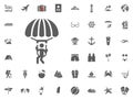Skydiving, Paraglider, Paraplane icon. Summer holidays and Traveling vector icons set.