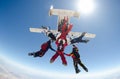 Skydiving people jump from the plane Royalty Free Stock Photo