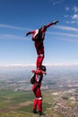 Skydiving photo. Extreme sport concept. Flying in a free fall. Royalty Free Stock Photo