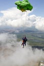 Skydiving photo. Tandem jump in freefall.