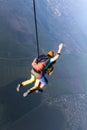 Skydiving photo. Tandem jump in freefall.