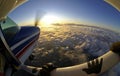 Skydiving plane sunset