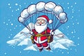 skydiving santa claus christmas cartoon