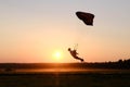 Skydiving. Sunset landing. Swoop. Canopy piloting.