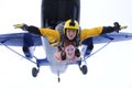 Skydiving. Tandem has just jumped out. Royalty Free Stock Photo