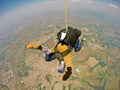 Skydiving tandem with casual clothing