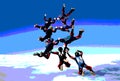 Skydiving team with filter posterized Royalty Free Stock Photo