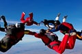 Skydiving team work formation make a circle Royalty Free Stock Photo