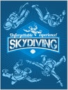Skydiving. Vector set - emblem and skydivers. Royalty Free Stock Photo