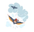 Skydiving vector sport illustration. Extreme sport background. Skydiving wing suit.