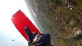 Skydiving video. Skydiver piloting a parachute.