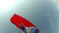 Skydiving video. Skydiver piloting a parachute.