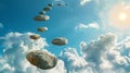 Skyhigh stone path creating a floating walkway above clouds